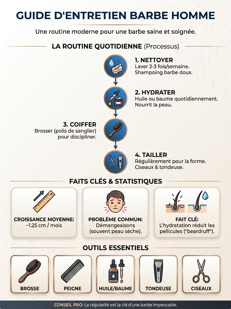Infographie entretien barbe homme