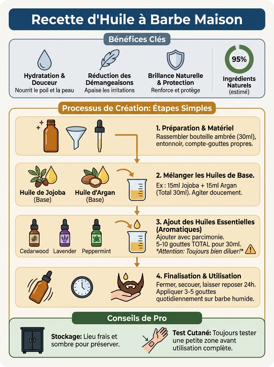 Infographie huile barbe maison recette