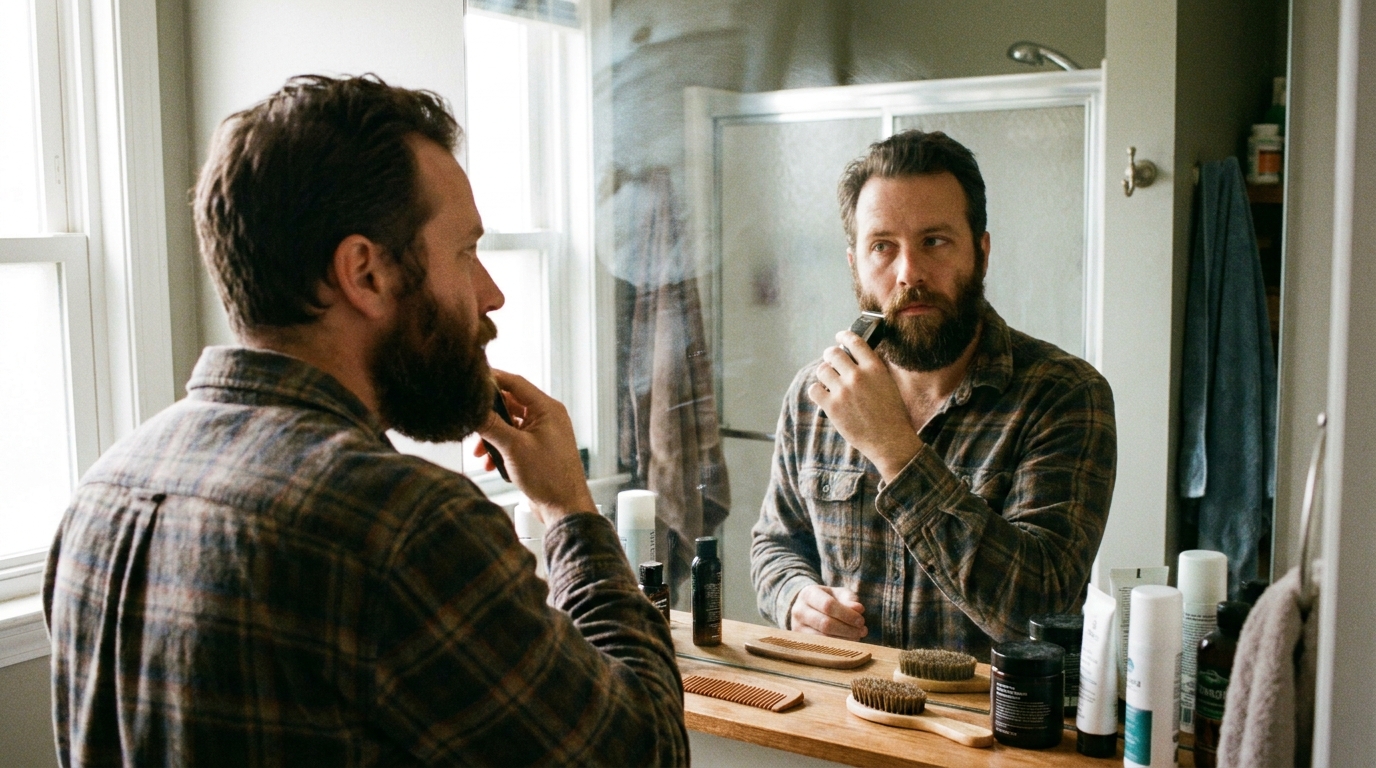 entretien barbe homme en situation réelle