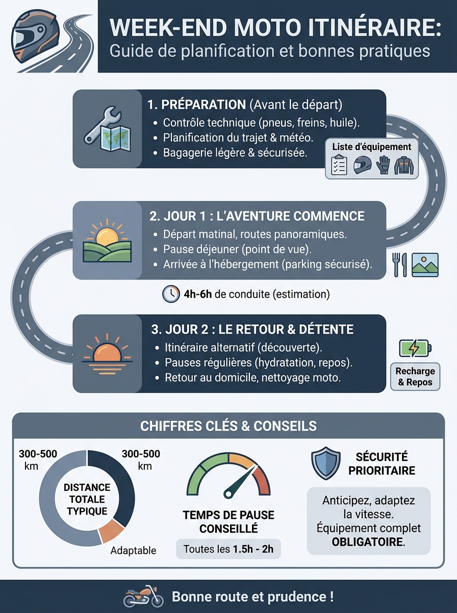 Infographie week-end moto itinéraire
